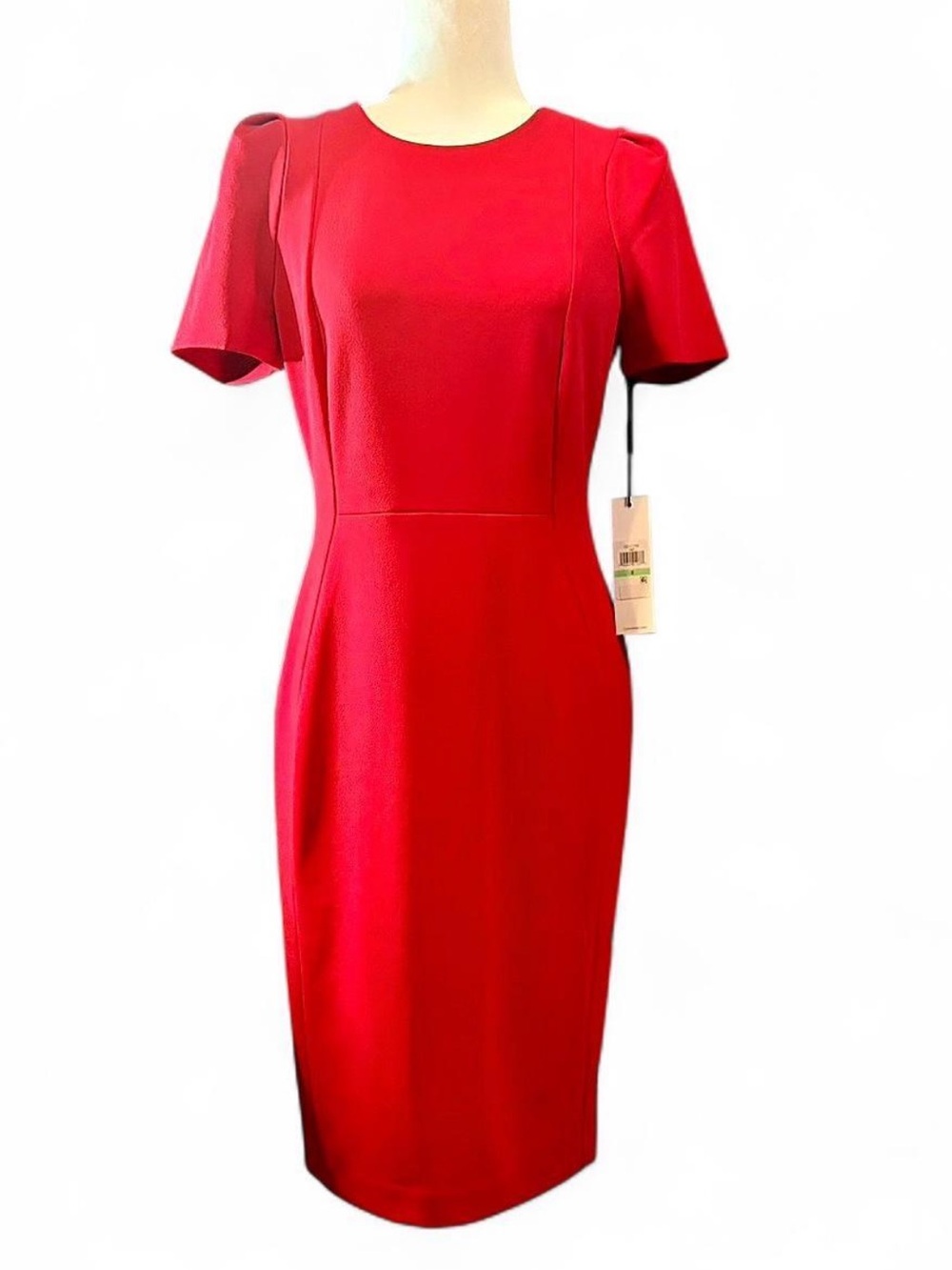 NWT Calvin Klein Red Sheath Dress Short Sleeve Career Cocktail Size 8